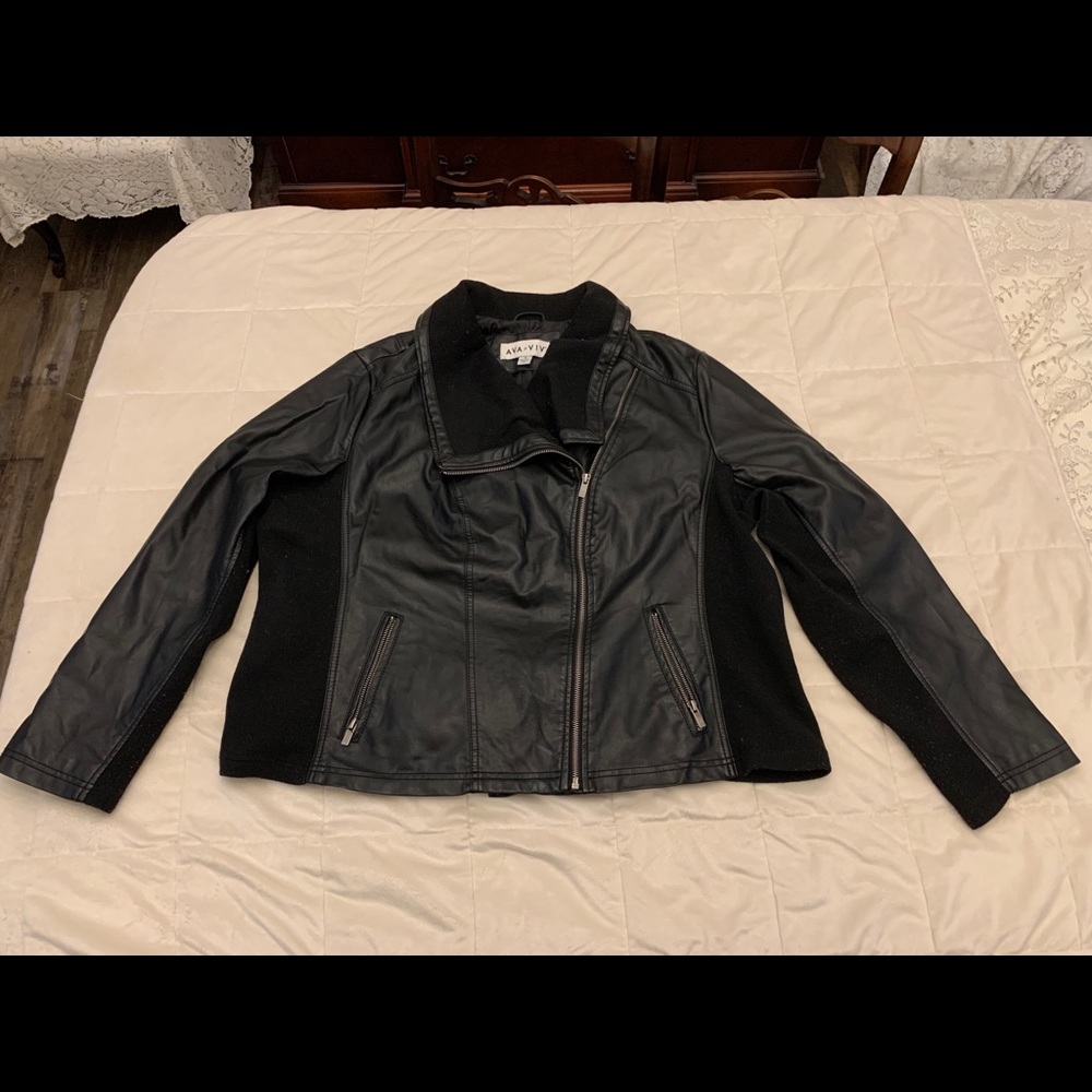 Ava & Viv Black Faux Leather Moto Jacket